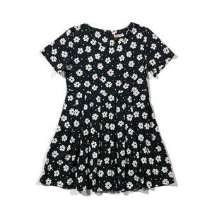 The Red Wizard Womens Sz S Black Short Sleeve Casual Floral Pleated Loose Blouse